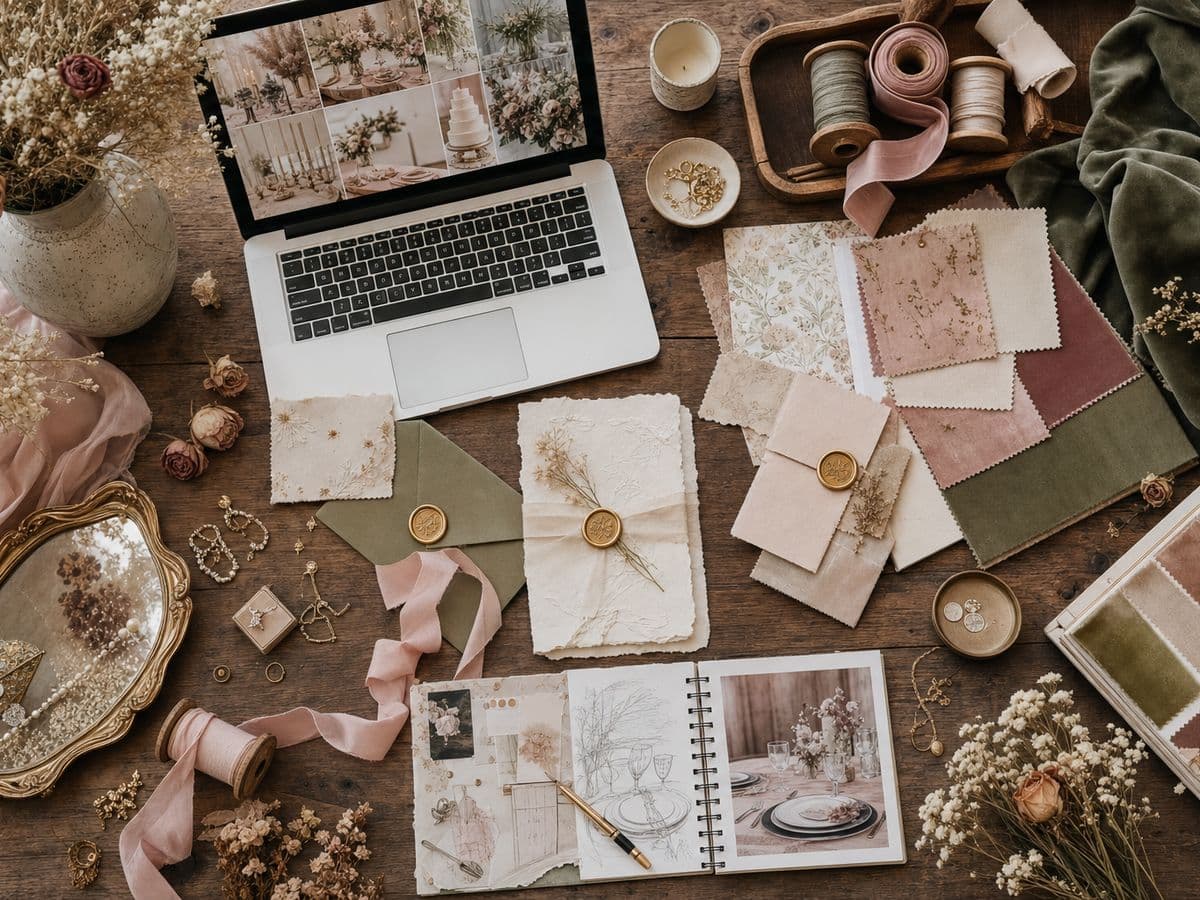 Moodboard organisation complète : tissus, invitations et inspiration mariage